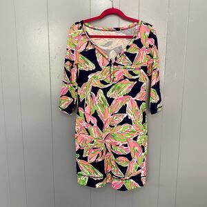 Lilly Pulitzer Navy In The Vias Pima Cotton Palmetto Preppy Mini Dress S